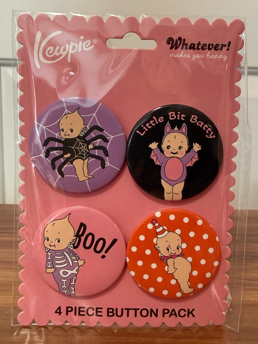 Kewpie Halloween Whatever! Makes You Happy Set of 4 Pin Back Buttons